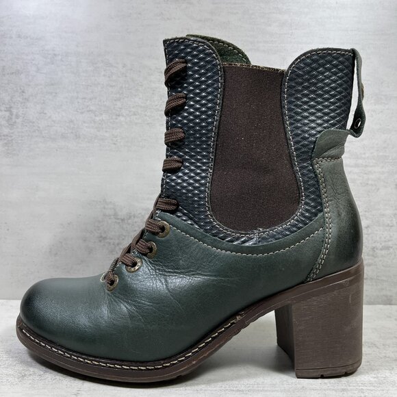Dromedaris Hayley Leather Heeled Boots - Women's Size EU 38 / US 7.5-8 - Green - Picture 1 of 9